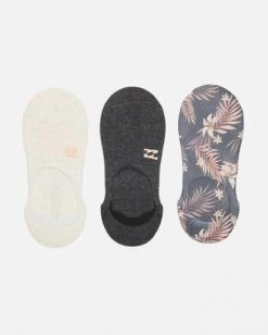 Outlet 👍 BILLABONG 3-Pack Safari Nights No Show 🧦 Socks BLACK 😍