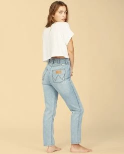 Discount 🧨 BILLABONG Wrangler She's Cheeky High-Waisted Denim Pants BLUE SURF 🛒 -womens Sales Store abjdp00115 billabongw bjnw bck1