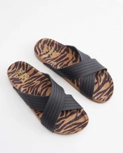 Coupon ❤️ BILLABONG Bella Vista Double Strap Sandals OFF BLACK 🌟 -womens Sales Store abjl200029 billabongm ofb frt1