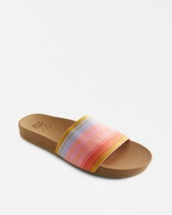 Coupon 😀 BILLABONG Buena Vista Single Strap Slide Sandals MULTI 👏 -womens Sales Store abjl200046 billabongp mul frt1