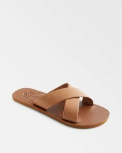 Best deal 👍 BILLABONG See Thru Me Single Strap Sandals TAN 🔔 -womens Sales Store abjl200050 billabongp tan frt1