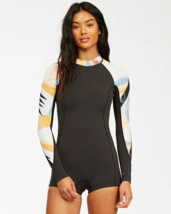 Promo 😀 BILLABONG 2mm Spring Fever Long Sleeve Spring Wetsuit ANIMAL ⌛
