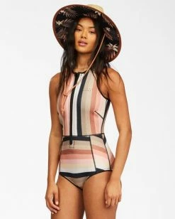 Best Pirce 🔔 BILLABONG 1mm Sol Sistah Shorty Spring Wetsuit SERAPE STRIPE 🧨 -womens Sales Store abjw500101 billabongw nhs3 sd1