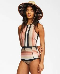 Best Pirce 🔔 BILLABONG 1mm Sol Sistah Shorty Spring Wetsuit SERAPE STRIPE 🧨 -womens Sales Store abjw500101 billabongw nhs3 sd2