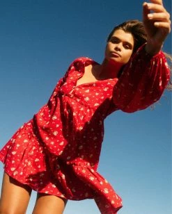 Discount 😍 BILLABONG Wrangler Falling For You 👗 Dress CLASSIC RED 🤩