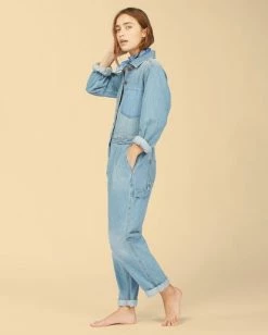 Cheap 👍 BILLABONG Wrangler On The Range Jumpsuit BEACH WASH 😍 -womens Sales Store abjwd00272 billabongw bhdw sd1