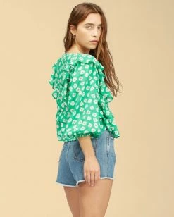 Deals 😍 BILLABONG Wrangler Romance Me Top CLOVER ⭐ -womens Sales Store abjwt00236 billabongw cov bck1