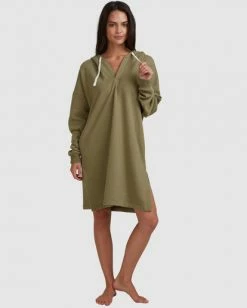 Budget 😀 BILLABONG Warm Up Hoodie Changing Towel OLIVE 👏