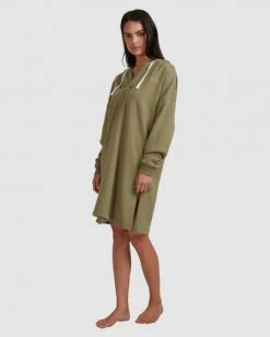 Budget 😀 BILLABONG Warm Up Hoodie Changing Towel OLIVE 👏 -womens Sales Store abjww00107 billabongw olv sd1