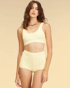 Best deal 🎉 BILLABONG Wrangler Face The Sun Banded Tank 👙 Bikini Top RETRO YELLOW 🎁