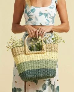 Budget ❤️ BILLABONG Salty Blonde Ride The Waves Straw Handbag CLOVER 😀