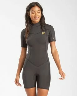Budget 👏 BILLABONG 2mm Synergy Back Zip Spring Wetsuit BLACK TROPIC ✔️